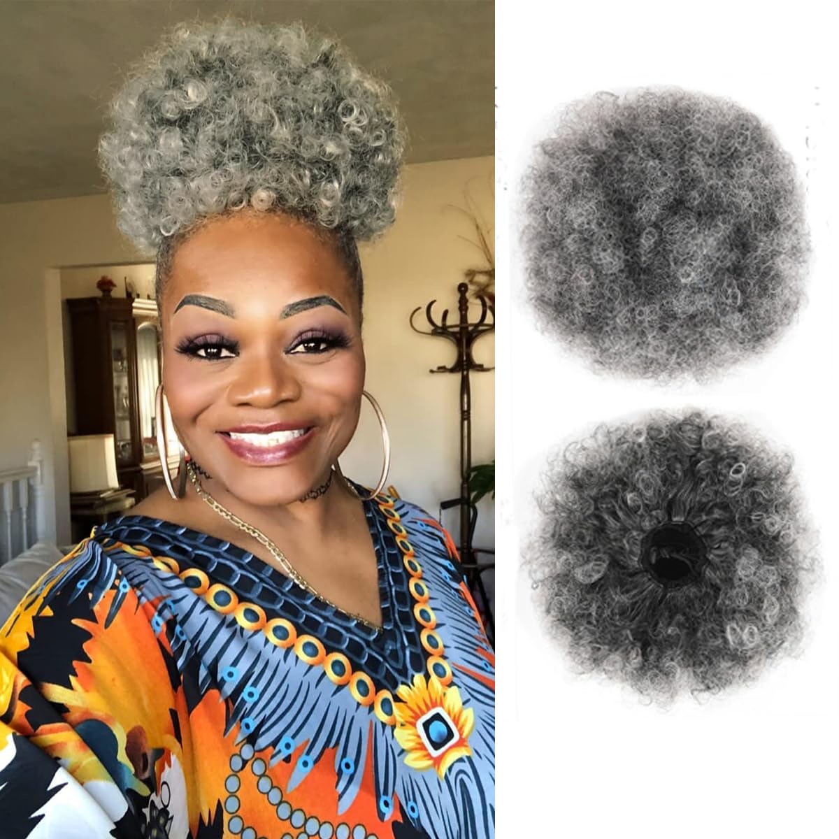 Drawstring Afro Curly Puff Ponytail - Afro Puff Drawstring Ponytail, Short Synthetic