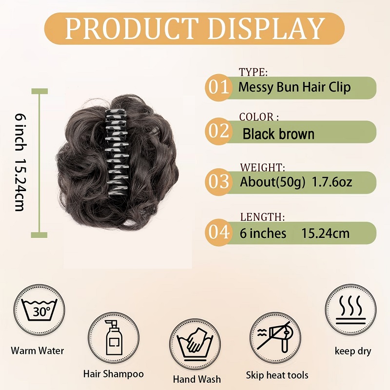 Synthetic Messy Bun Hair Scrun - Claw Clip Messy Bun Hair Piece review and price