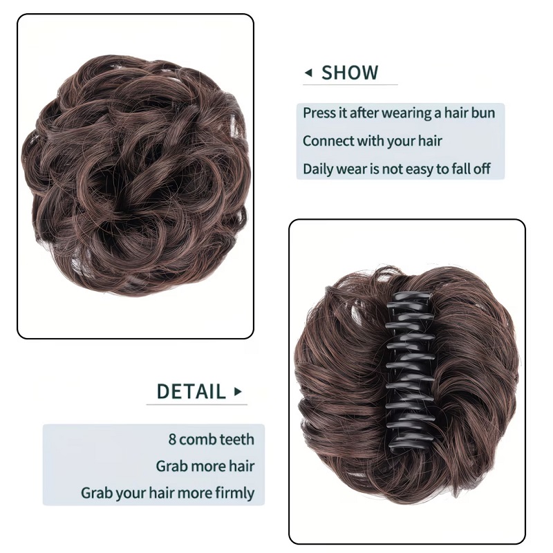 Synthetic Messy Bun Hair Scrun - Claw Clip Messy Bun Hair Piece review and price