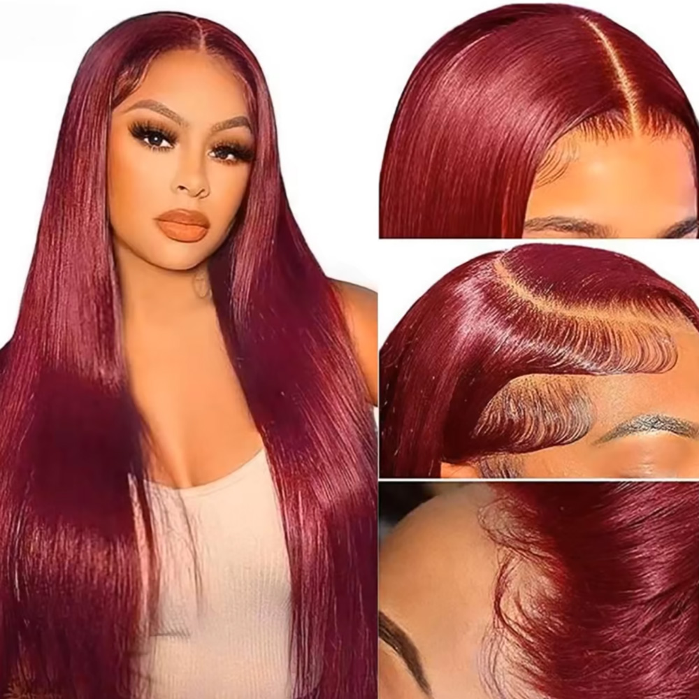 99J Burgundy Silky Straight Hu - Lace Front Wigs review and price