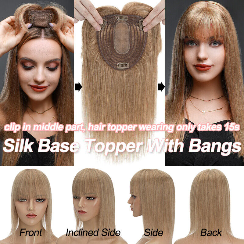 Women Toupee Silk Base Topper  - Seamless Clip In Hair Extensions Human Hair review and price