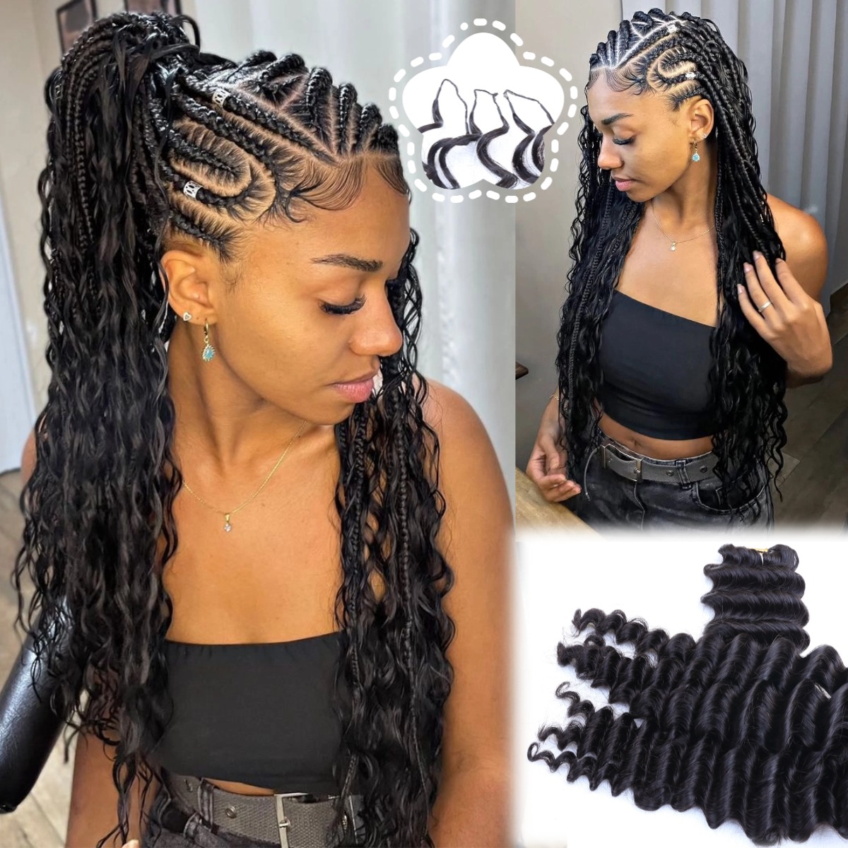 Natural Black Deep Wave Feathe - Hair Bundles review and price