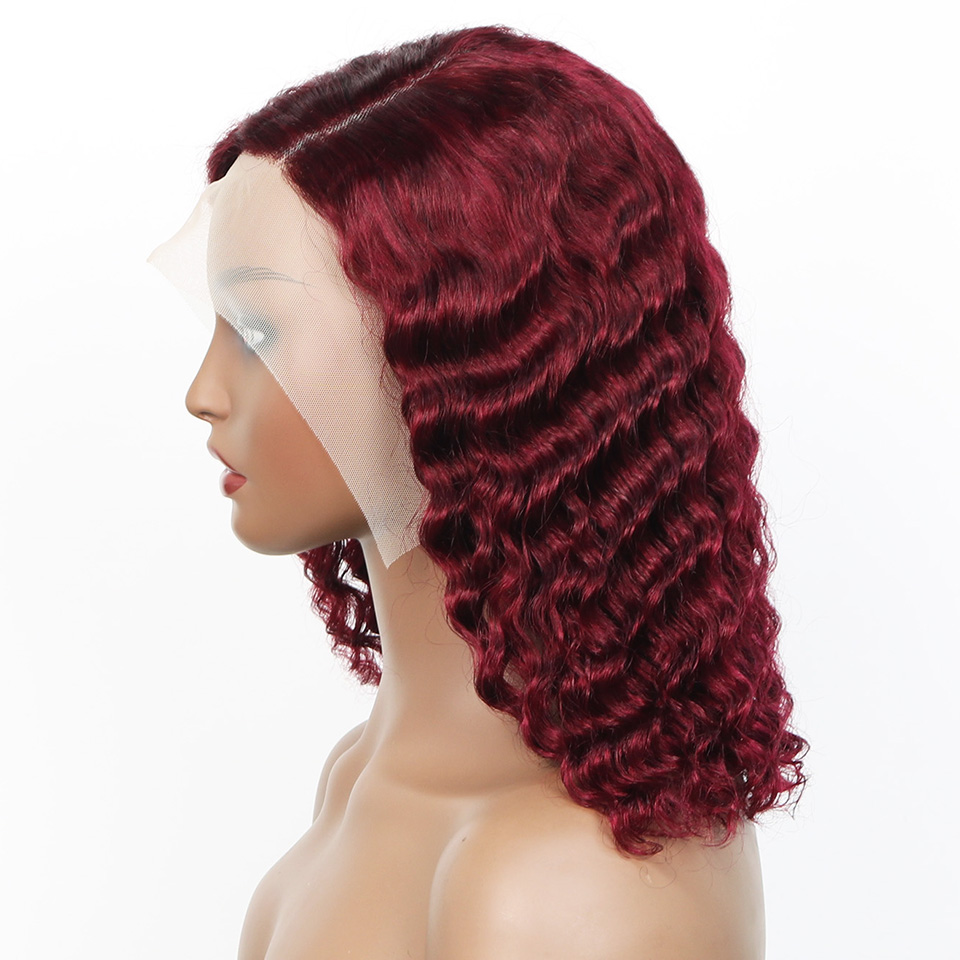99j Burgundy Deep Bob Wig Huma - Glueless Wear And Go Human Hair Wig review and price
