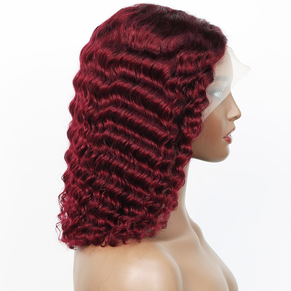 99j Burgundy Deep Bob Wig Huma - Glueless Wear And Go Human Hair Wig review and price