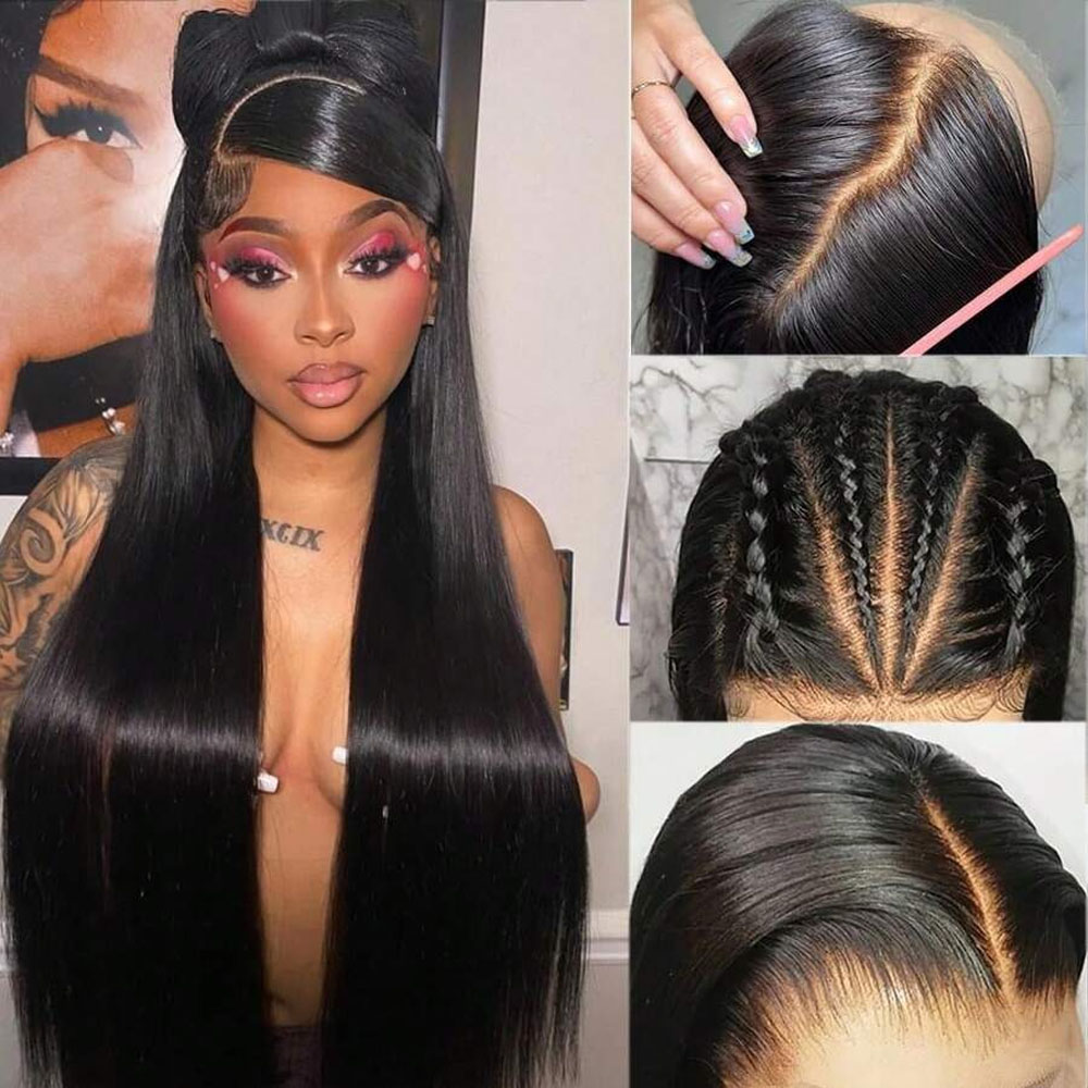 34 Inch Bone Straight Lace Fro - Hd Lace Frontal Wig Human Hair Pre Plucked review and price